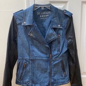 BLANK NYC Jean and leather jacket.
